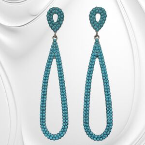 Elegant Long Turquoise Teardrop Earrings New